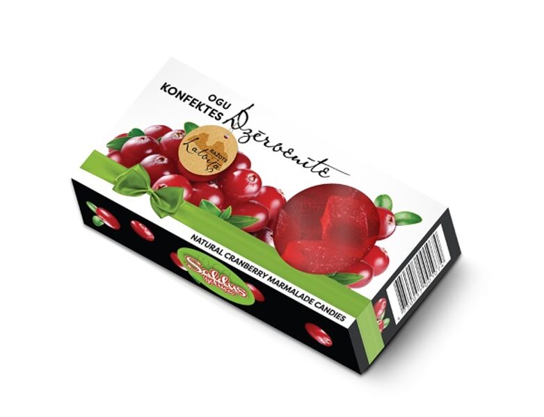 Dabīgo ogu un sulu konfektes “DZĒRVENĪTE” kastītē 185g