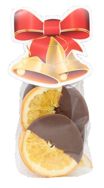 Sublimēti apelsīni piena šokolādē Ziemassvētku iepakojumā 40g